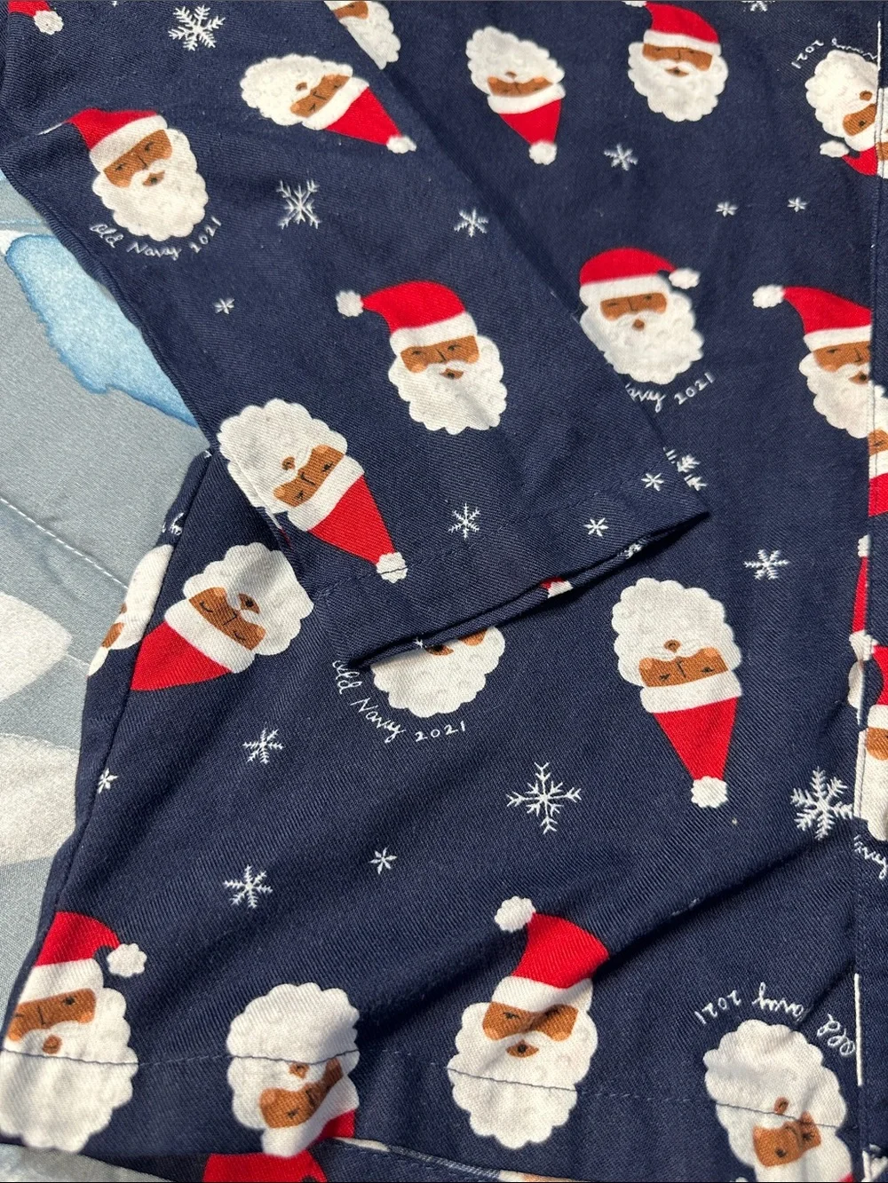 EUC Old Navy Navy Blue Kids Santa Print Pajama Set Sz L 10-12 unisex 🎅🏻